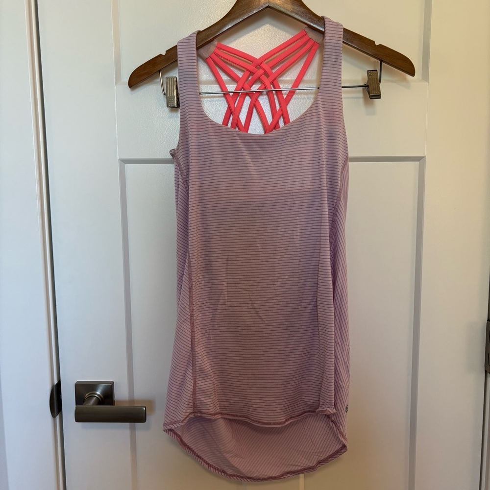 Lululemon Flowy Open Back Striped Purple and Pink Bra Tank
Top
